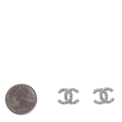 Chanel Crystal Mini CC Earrings Silver 2 of 4