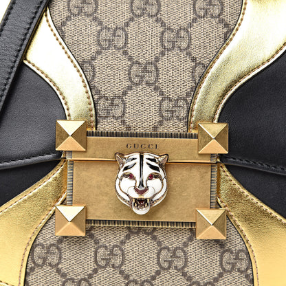 Gucci GG Supreme Monogram Small Osiride Shoulder Bag Black Gold 8 of 13