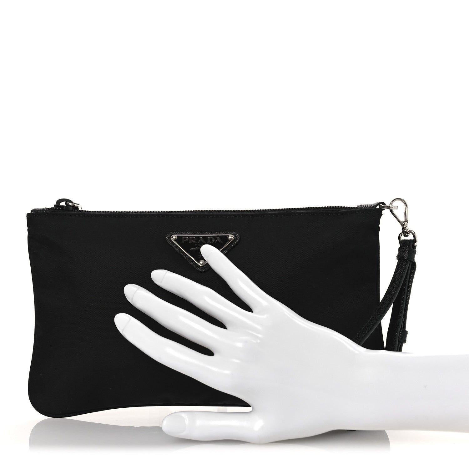 Prada Tessuto Nylon Saffiano Wristlet Black 2 of 11