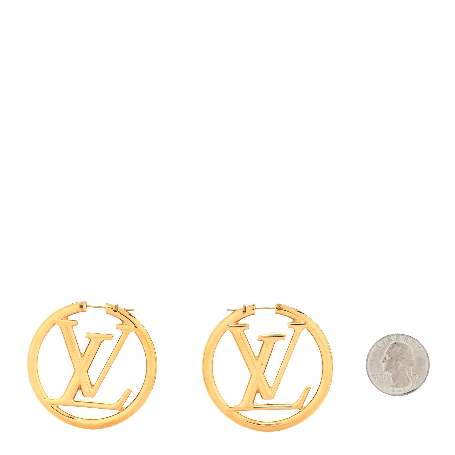 Louis Vuitton Metal Louise Hoop Earrings Gold 2 of 4