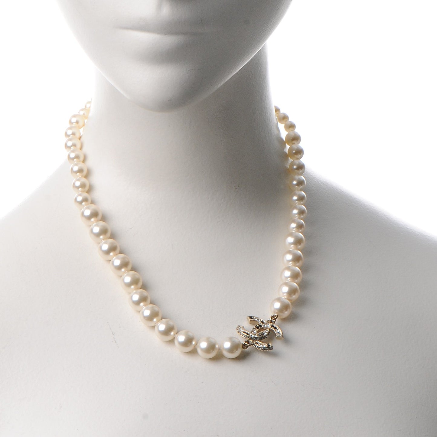 Pearl Crystal CC Short Necklace Gold