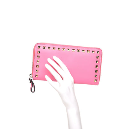Valentino Garavani Calfskin Rockstud Zip Around Wallet Ninphea 2 of 8
