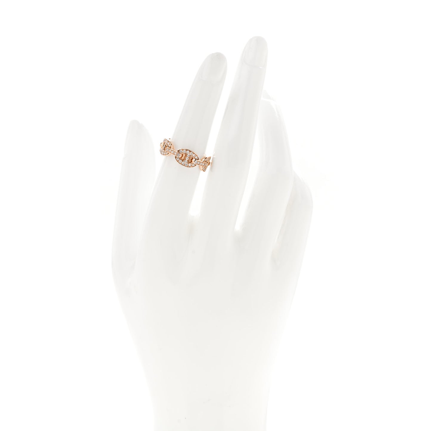 18K Rose Gold Diamond PM d'Ancre Enchainee Ring 52 6