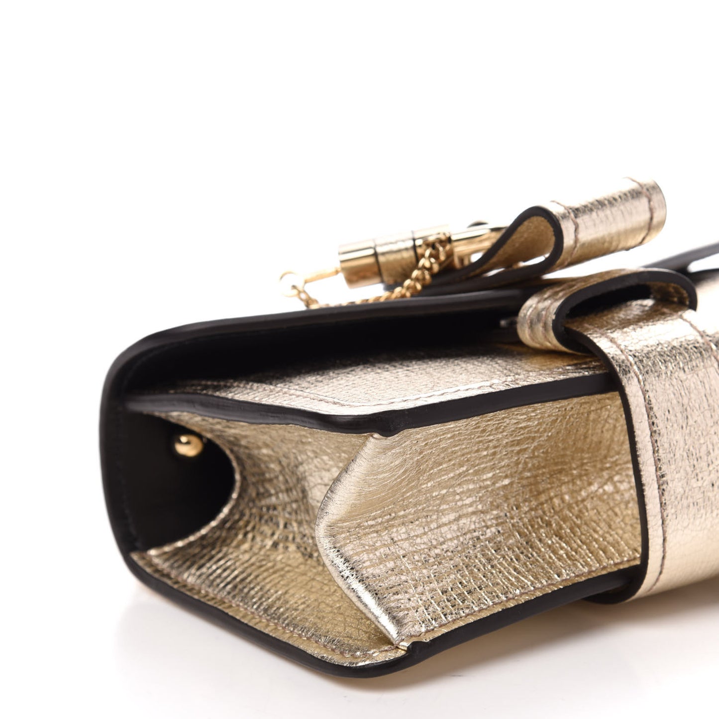 Metallic Textured Calfskin Aby Convertible Chain Shoulder Bag Gold