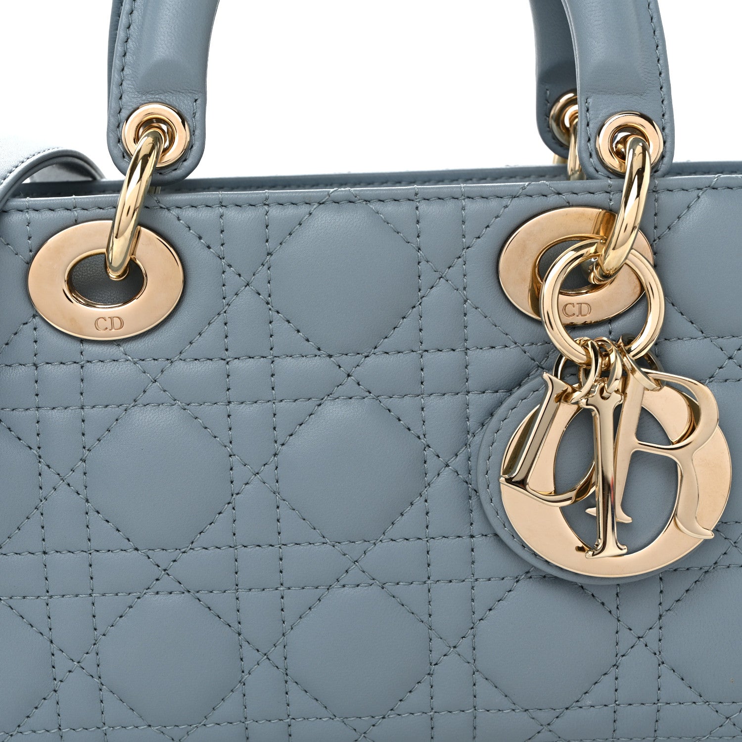 Christian Dior Lambskin Cannage Medium Lady D-Joy Light Blue 7 of 9