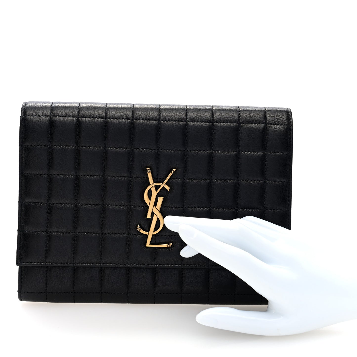 Lambskin Carre Quilted Cassandre Pouch Clutch Black