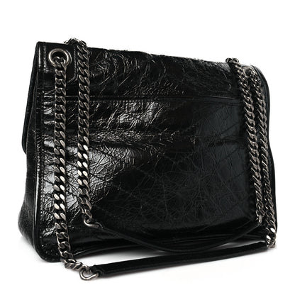 Saint Laurent Crinkled Calfskin Matelasse Monogram Medium Niki Chain Satchel Black 3 of 9