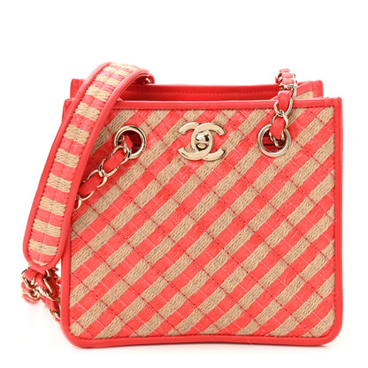 Chanel Raffia Jute Striped Urban Jungle Bucket Bag Red Beige 1 of 11