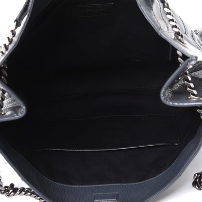 Saint Laurent Crinkled Calfskin Matelasse Monogram Niki Shopper Tote Dark Smog 4 of 4