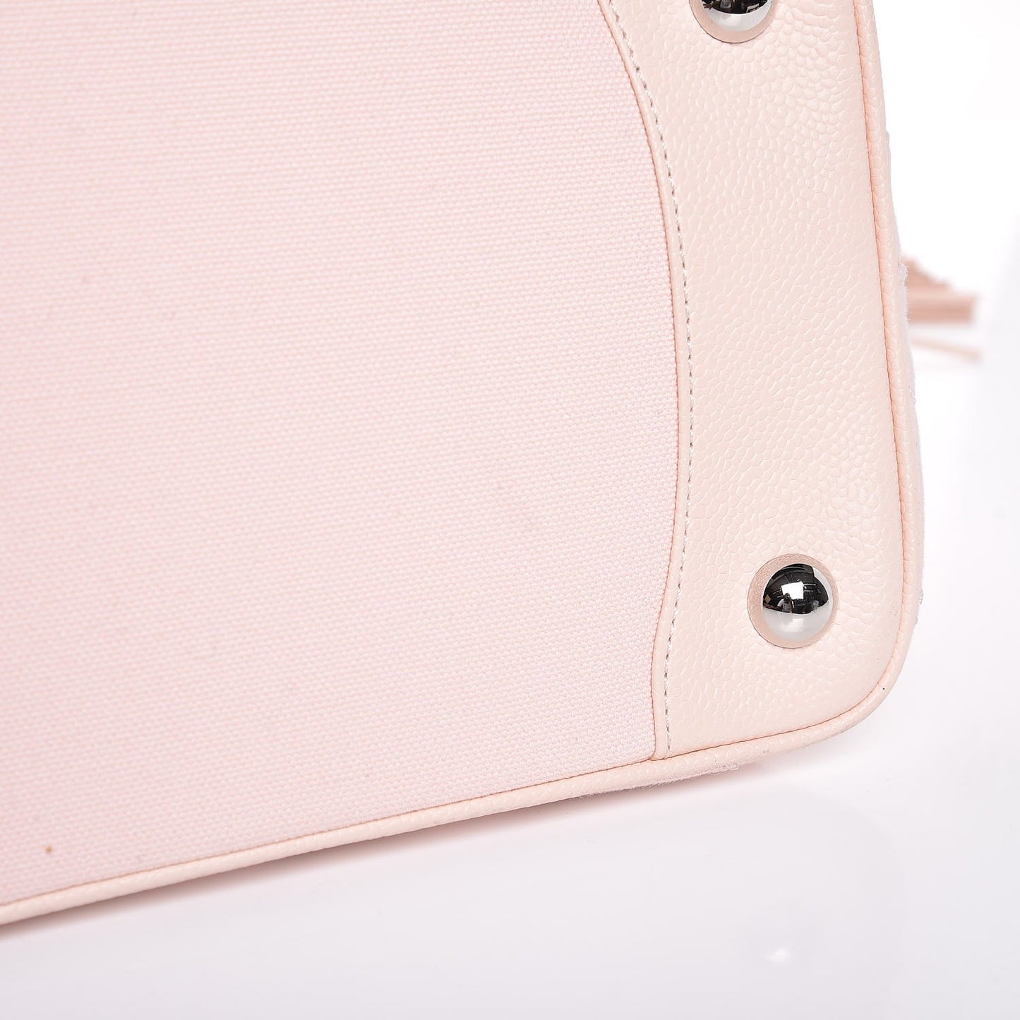 Canvas Caviar Tassel Tote Light Pink