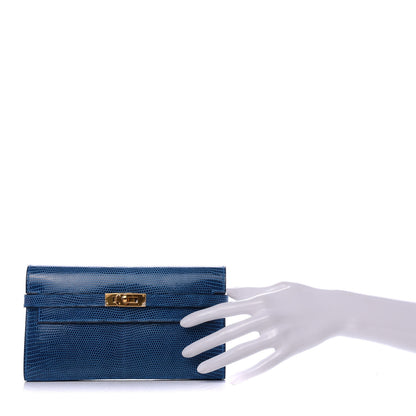 Hermes Lizard Kelly Longue Wallet Mykonos 2 of 7