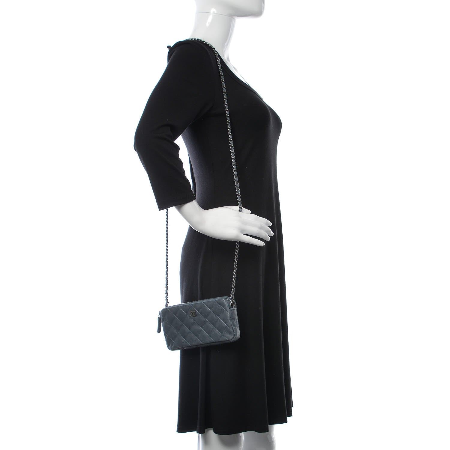 Chanel Caviar Quilted Small Clutch With Chain Grey 2 of 17