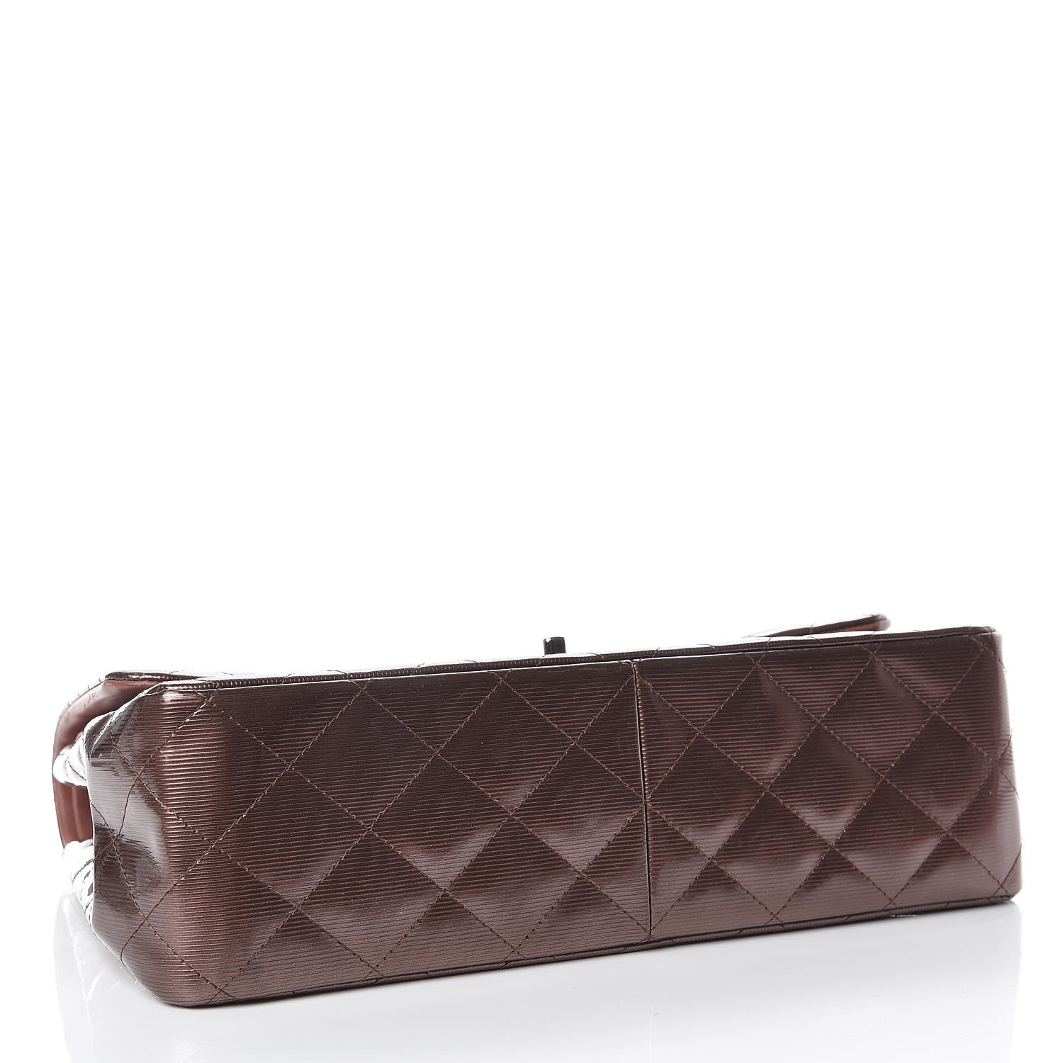 Chanel Striated Patent Quilted Jumbo Double Flap Dark Pink 4 of 14