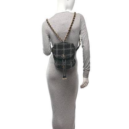 Chanel Wool Tweed Elegant Backpack Black Grey 2 of 11
