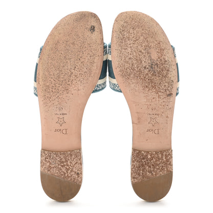 Christian Dior Cotton D-Stripes Embroidered Dway Mules Slide Sandals 40 Deep Ocean 6 of 8