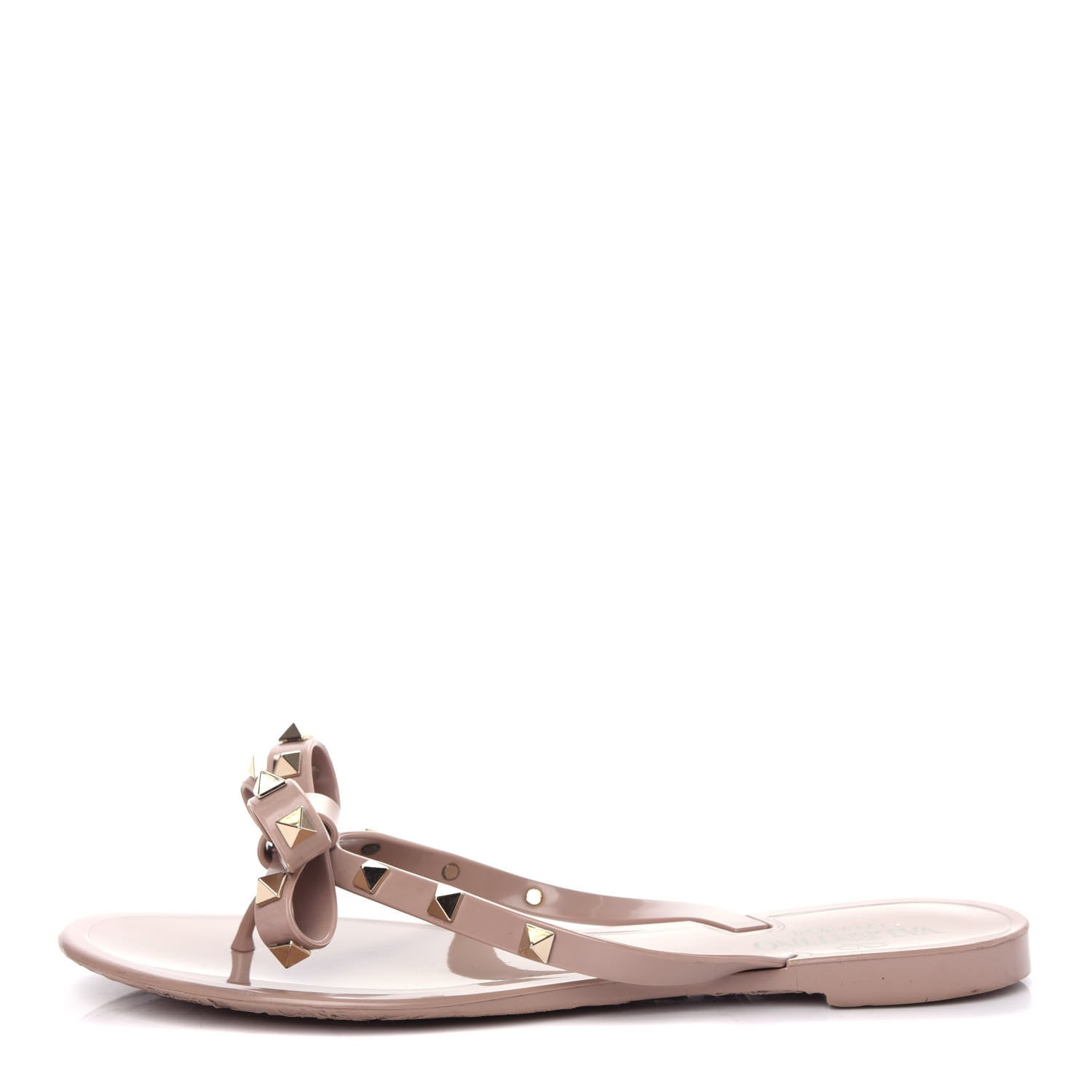 Valentino Garavani PVC Jelly Rockstud Bow Thong Sandals 39 Poudre 1 of 10
