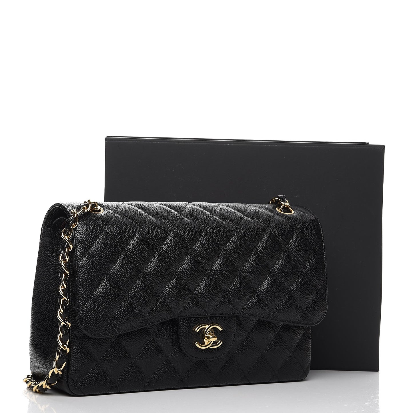 Caviar Quilted Jumbo Double Flap Black