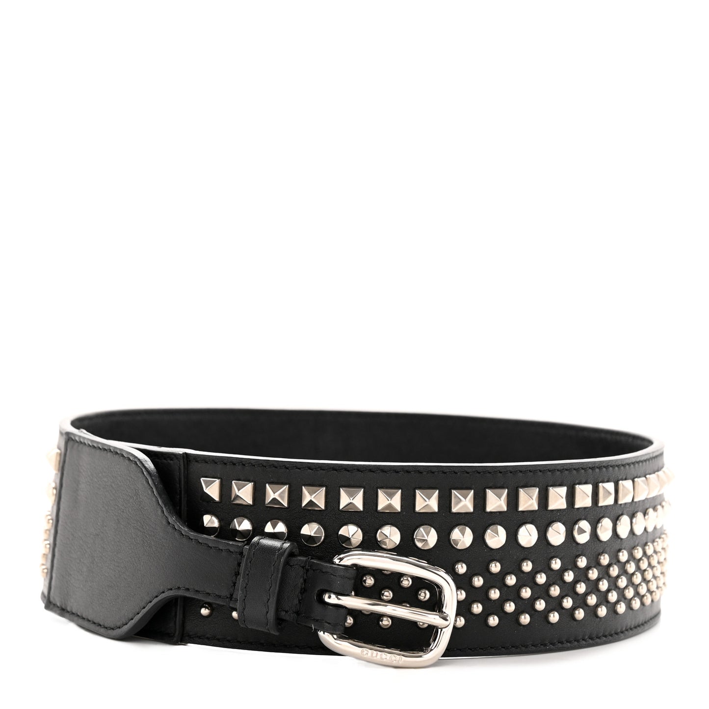 Moon Calfskin Studded Belt 75 30 Black