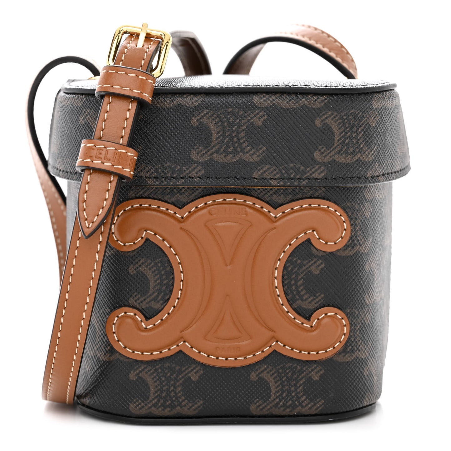 Triomphe Canvas Calfskin Small Cuir Triomphe Box Tan