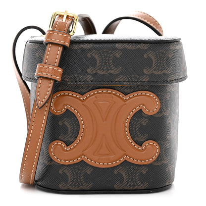 Celine Triomphe Canvas Calfskin Small Cuir Triomphe Box Tan 1 of 10