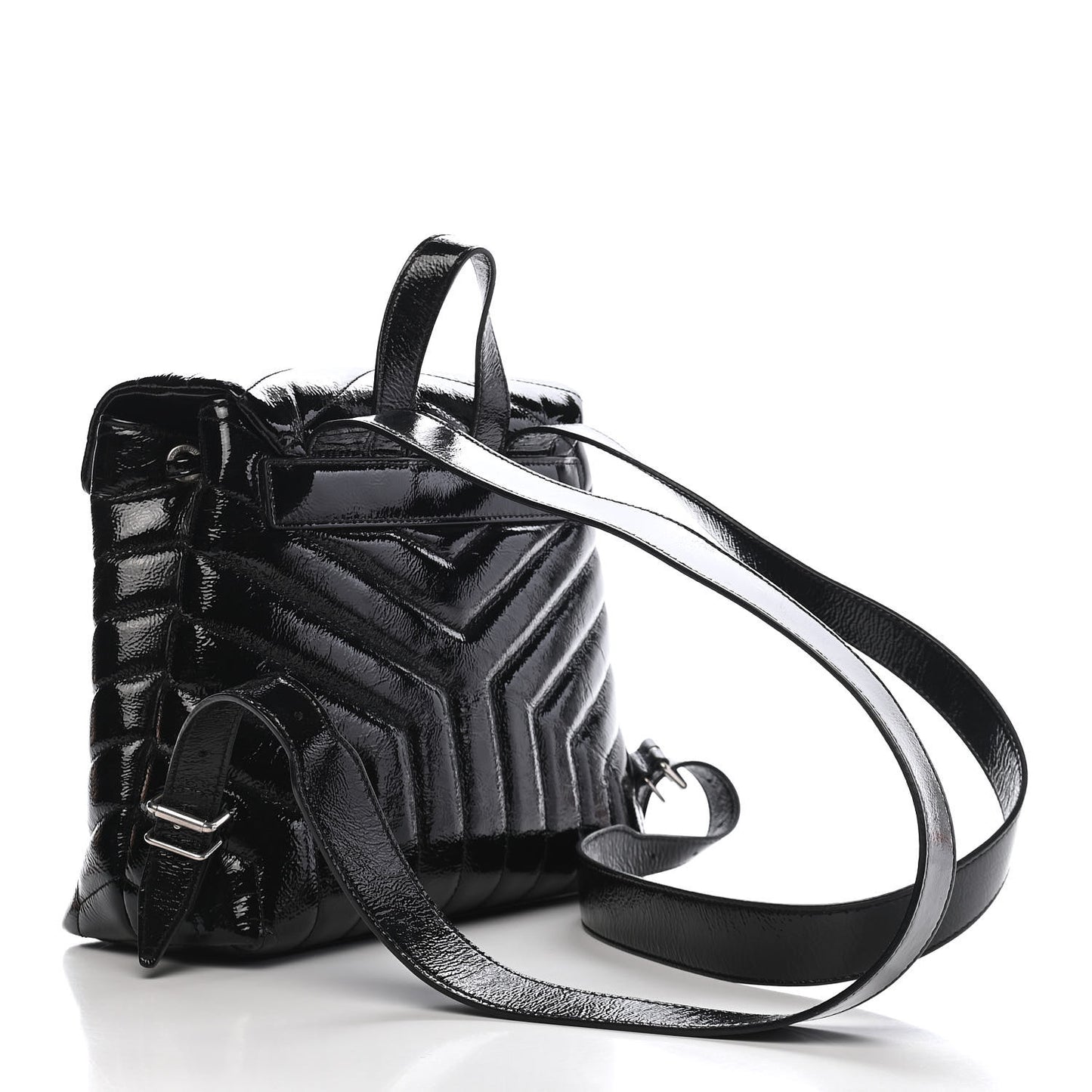 Patent Y Quilted Monogram Small Loulou Backpack Black
