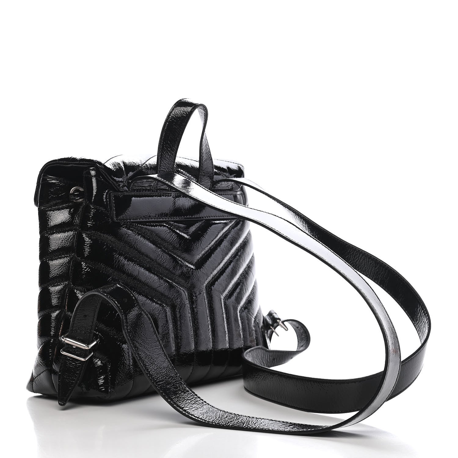 Saint Laurent Patent Y Quilted Monogram Small Loulou Backpack Black 2 of 8
