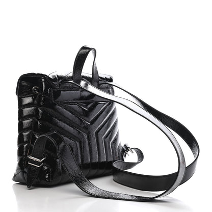 Saint Laurent Patent Y Quilted Monogram Small Loulou Backpack Black 2 of 8