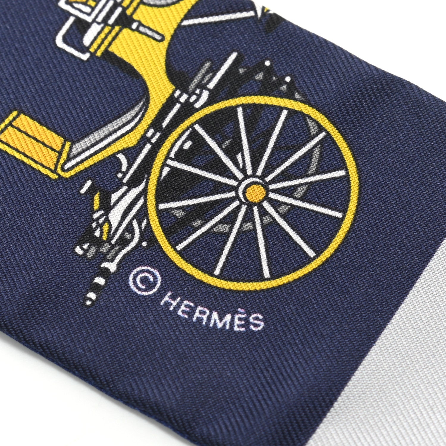 Hermes Silk Les Voitures Exquises Twilly Marine Gris Gold 2 of 4