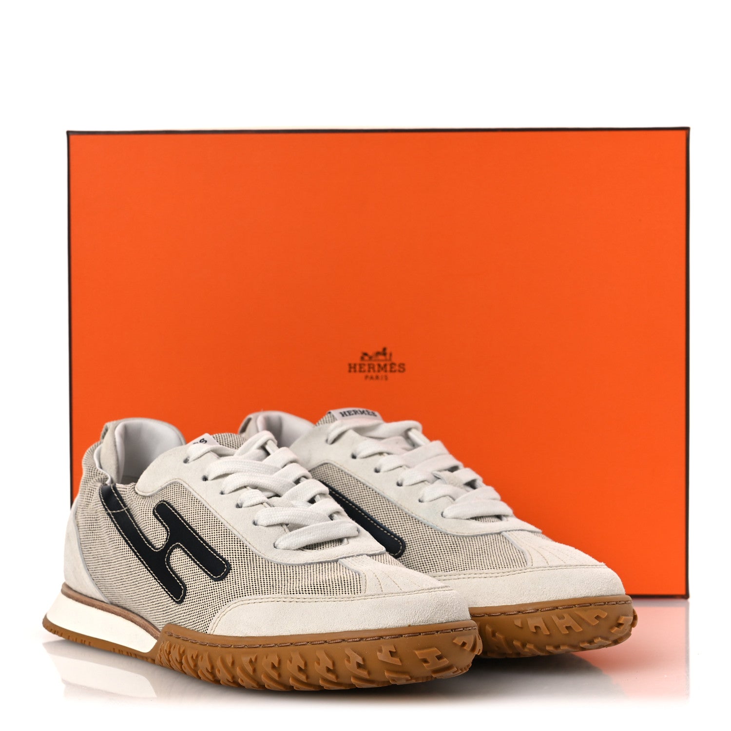 Hermes Toile Suede Goatskin Jet Sneakers 38 Multicolored Prunoir 14 of 14