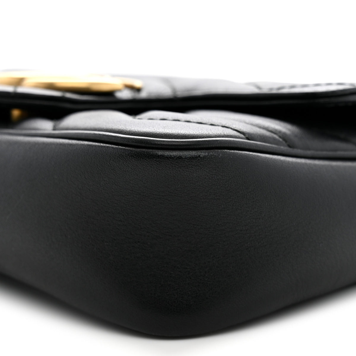 Gucci Calfskin Matelasse Super Mini GG Marmont Shoulder Bag Black 10 of 12