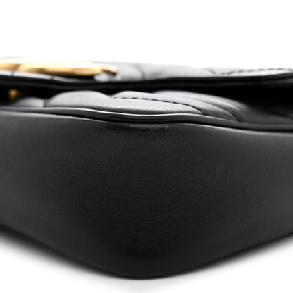 Gucci Calfskin Matelasse Super Mini GG Marmont Shoulder Bag Black 10 of 12