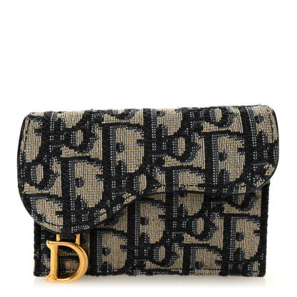 Christian Dior Oblique Saddle Card Holder Blue 1 of 8