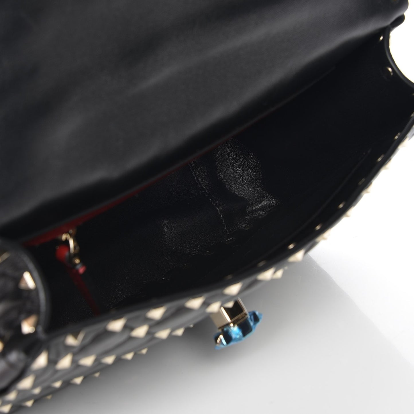 Lambskin Medium Rockstud Spike Shoulder Bag Black