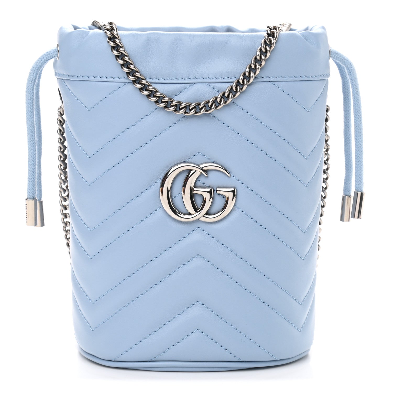 Gucci Calfskin Matelasse Mini GG Marmont 2.0 Bucket Bag Porcelain Light Blue 1 of 9