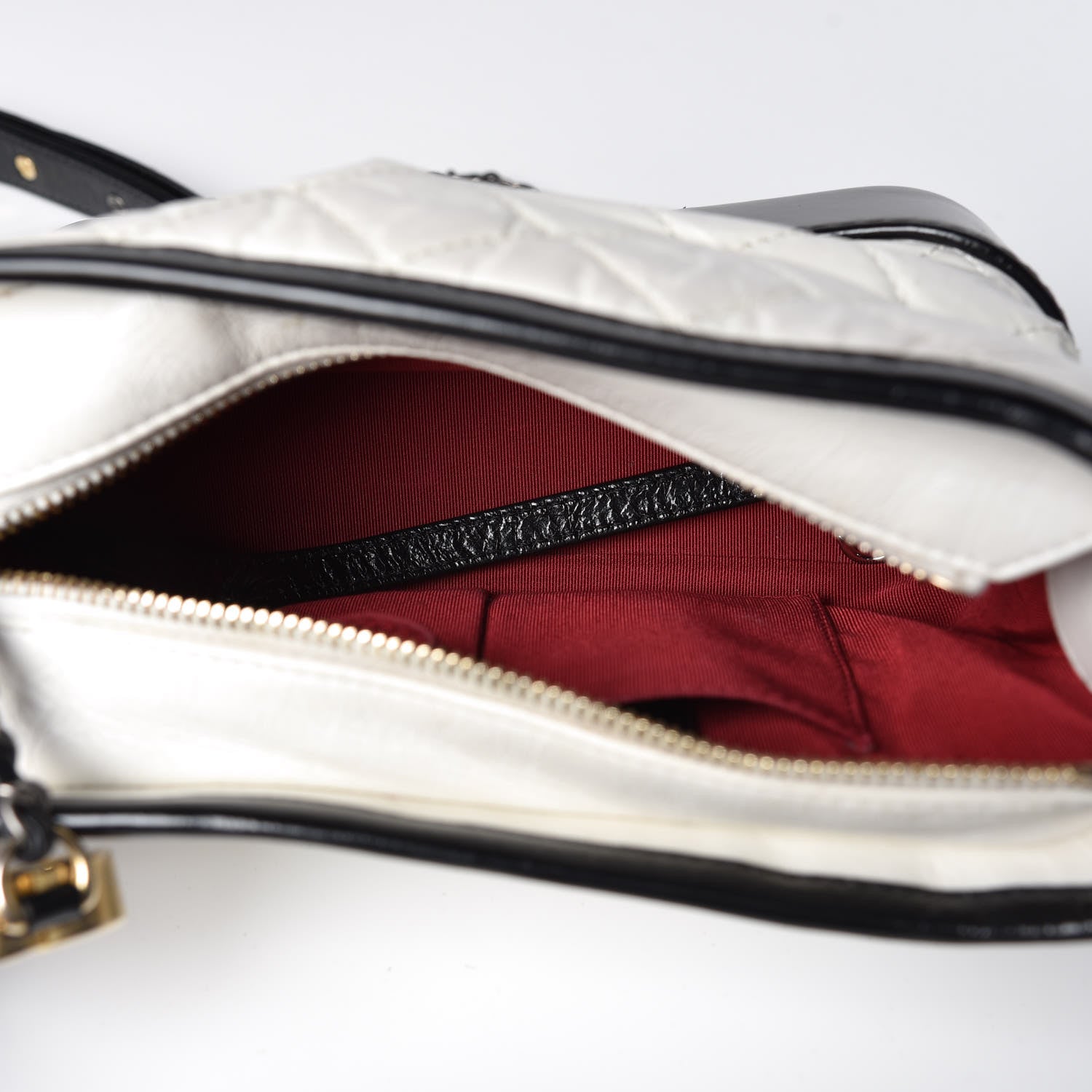 Chanel Aged Calfskin Quilted Small Gabrielle Hobo Black White 7 of 11