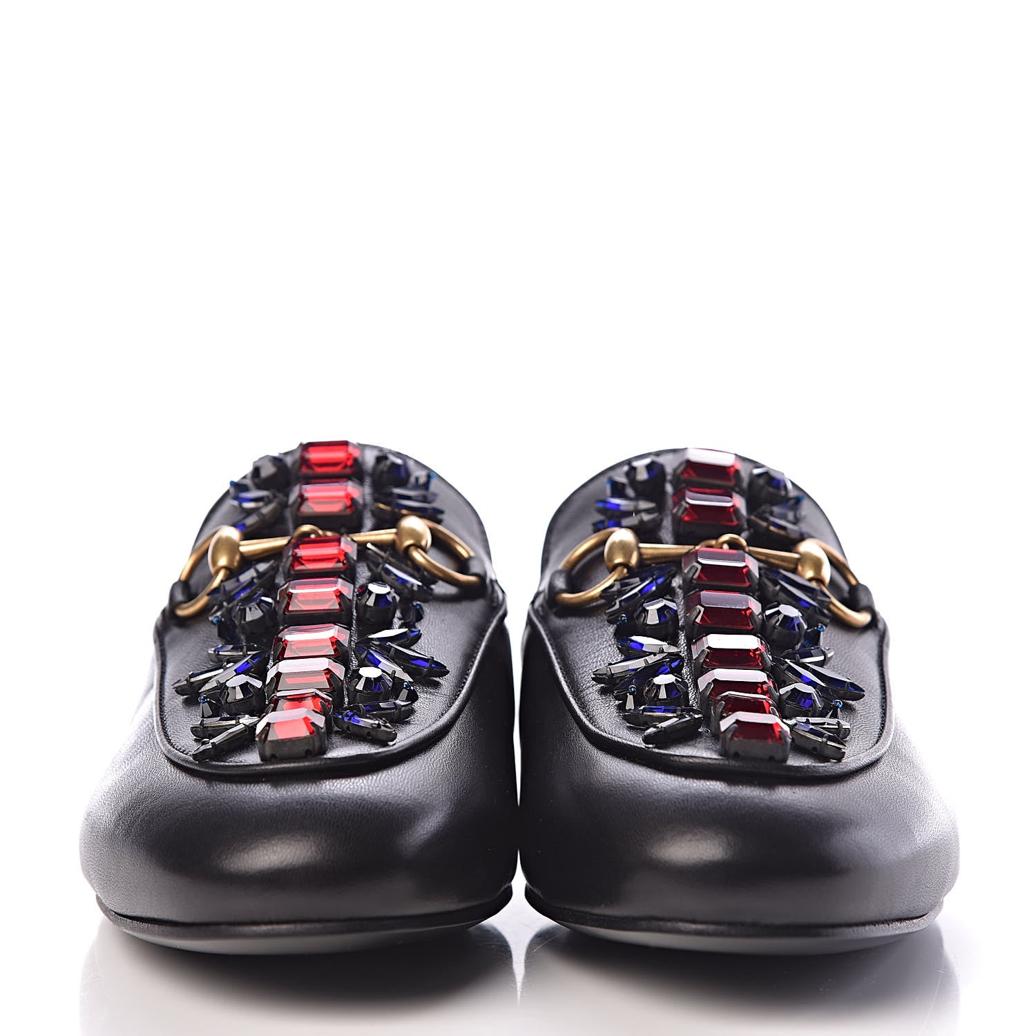 Gucci Malaga Kid Crystal Embroidered Womens Princetown Slippers 35.5 Black 2 of 10
