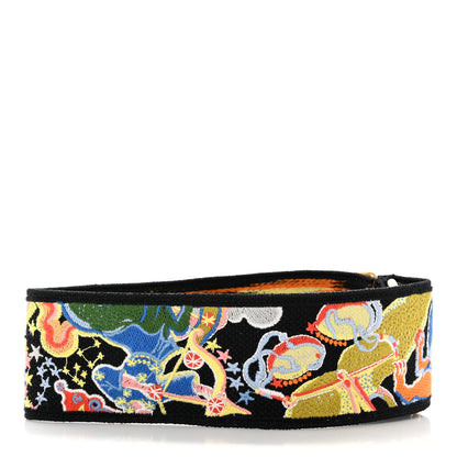Christian Dior Canvas Embroidered Shoulder Strap Black Multicolor 2 of 6