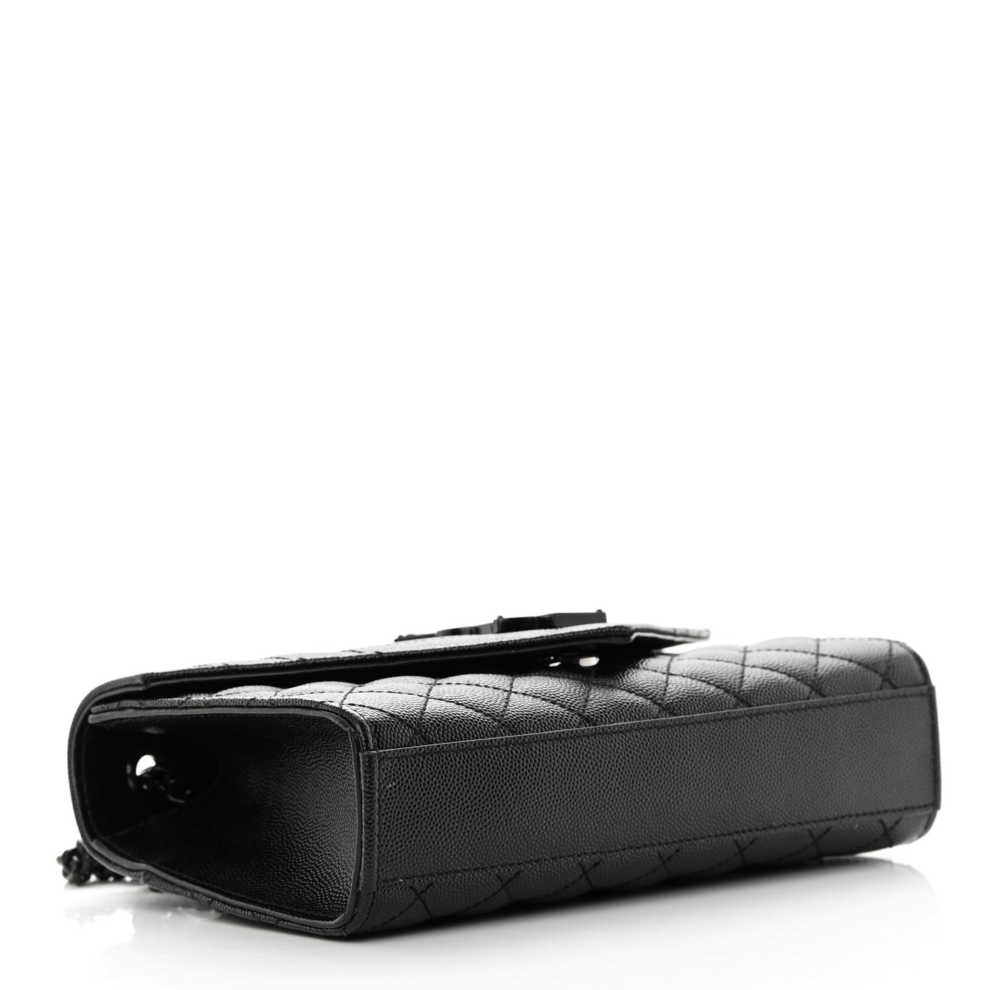 Grain De Poudre Textured Mixed Matelasse Triquilt Small Monogram Monochrome Satchel Black