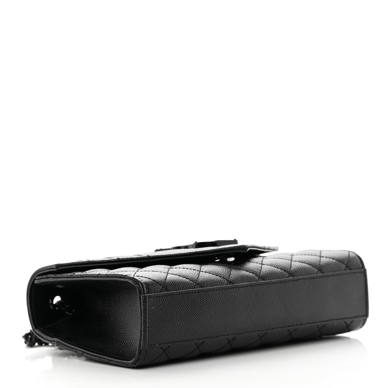 Saint Laurent Grain De Poudre Textured Mixed Matelasse Triquilt Small Monogram Monochrome Satchel Black 4 of 10