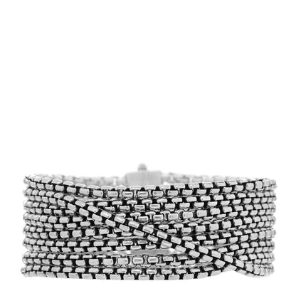 David Yurman Sterling Silver Eight-Row Box Chain Bracelet 1 of 3