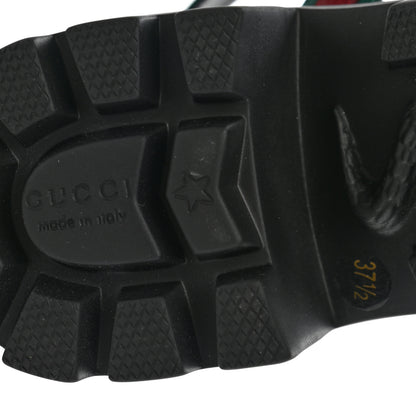 Gucci Calfskin Web Lug Sole Sandals 37.5 Black 6 of 9