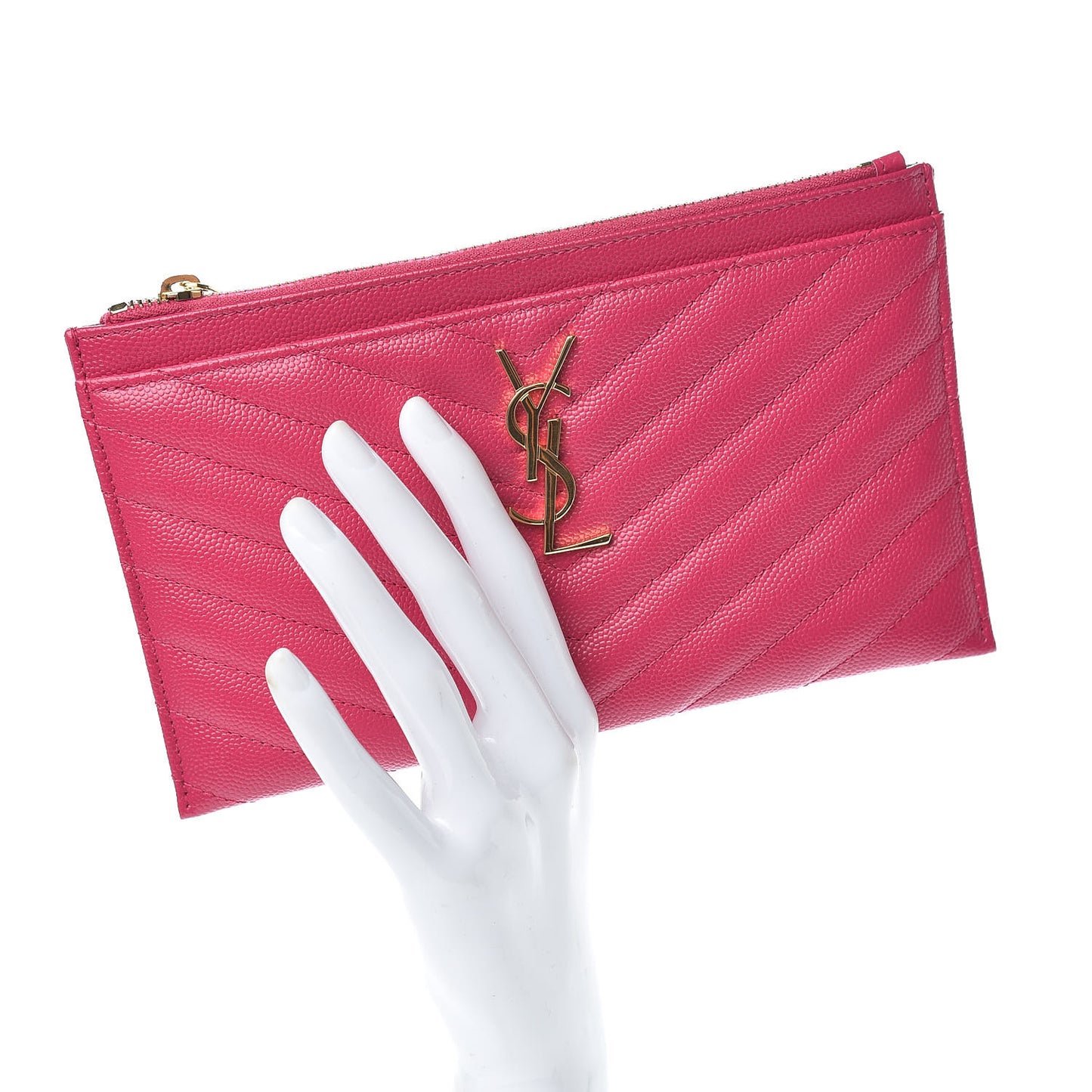 Grain De Poudre Chevron Monogram Bill Pouch Fresh Fuxia