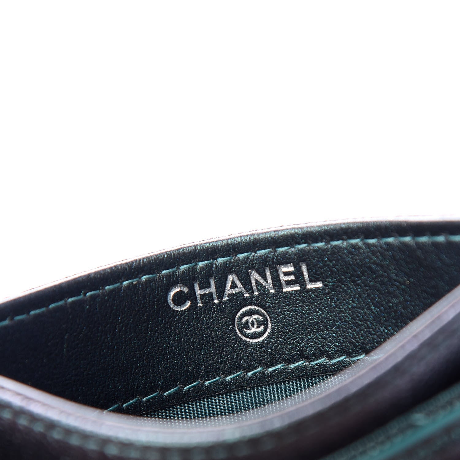 Chanel Iridescent Caviar Quilted Filigree Card Holder Dark Turquoise 6 of 9