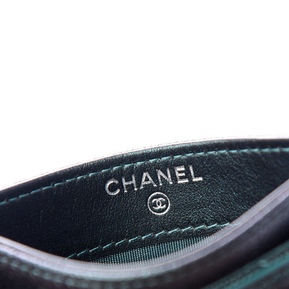 Chanel Iridescent Caviar Quilted Filigree Card Holder Dark Turquoise 6 of 9