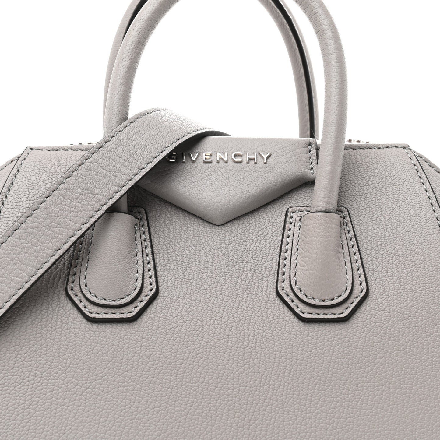Sugar Goatskin Mini Antigona Pearl Grey