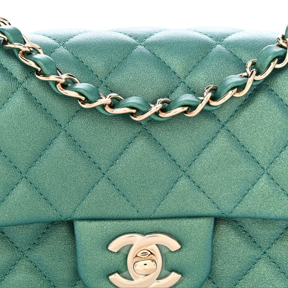 Chanel Iridescent Calfskin Quilted Mini Rectangular Flap Green 8 of 11