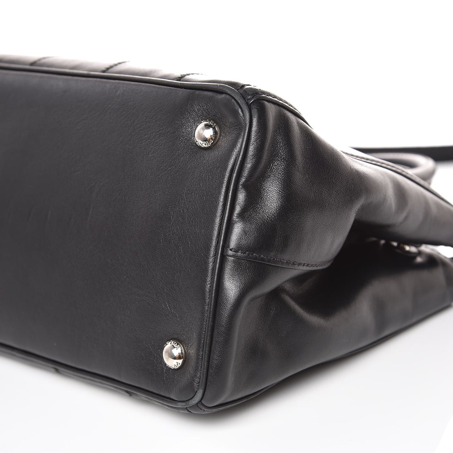 Nappa Vertical Stitched Tote Black