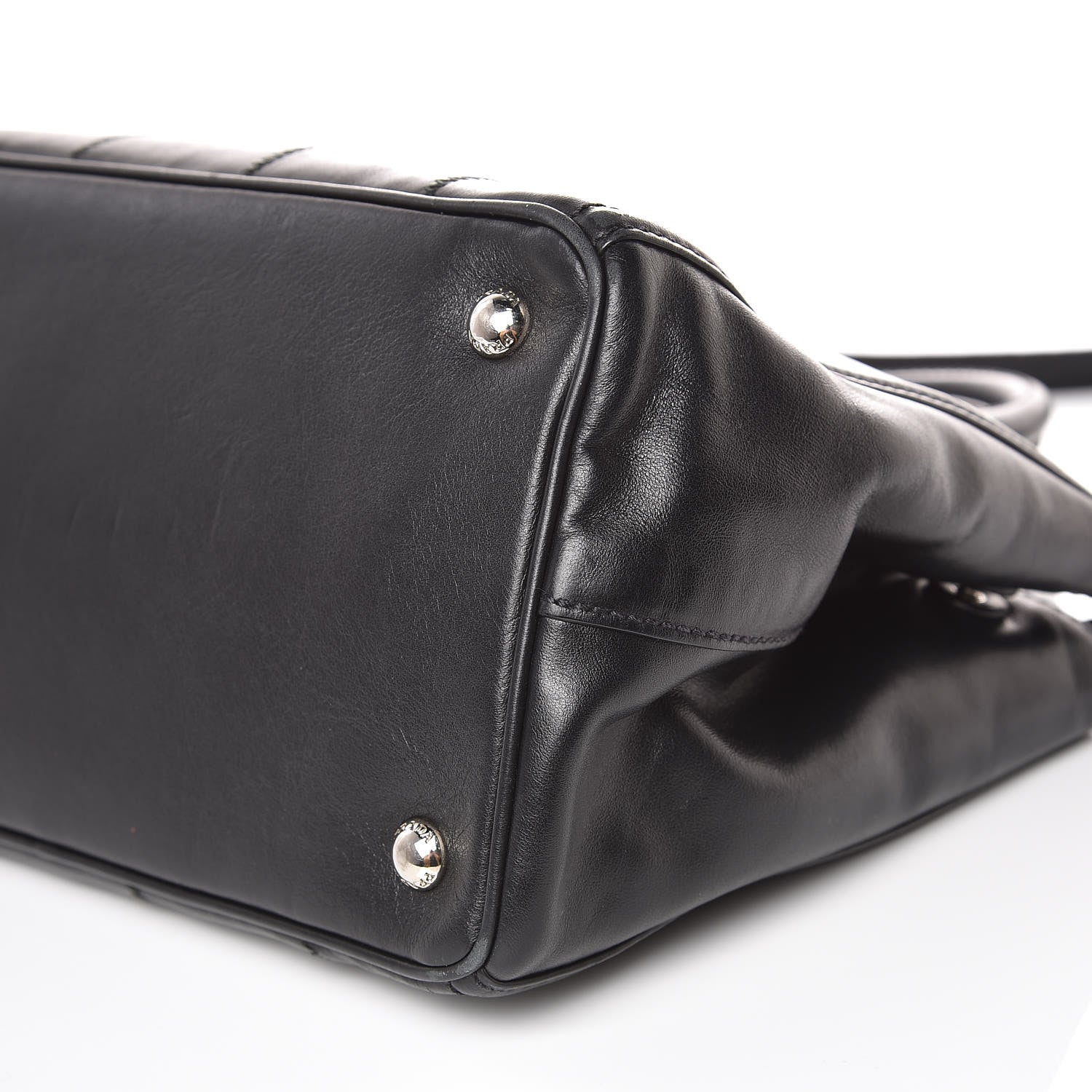 Prada Nappa Vertical Stitched Tote Black 13 of 14
