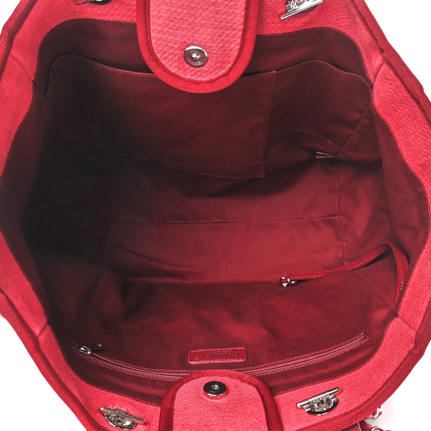 Chanel Canvas Medium Deauville Tote Red 5 of 10