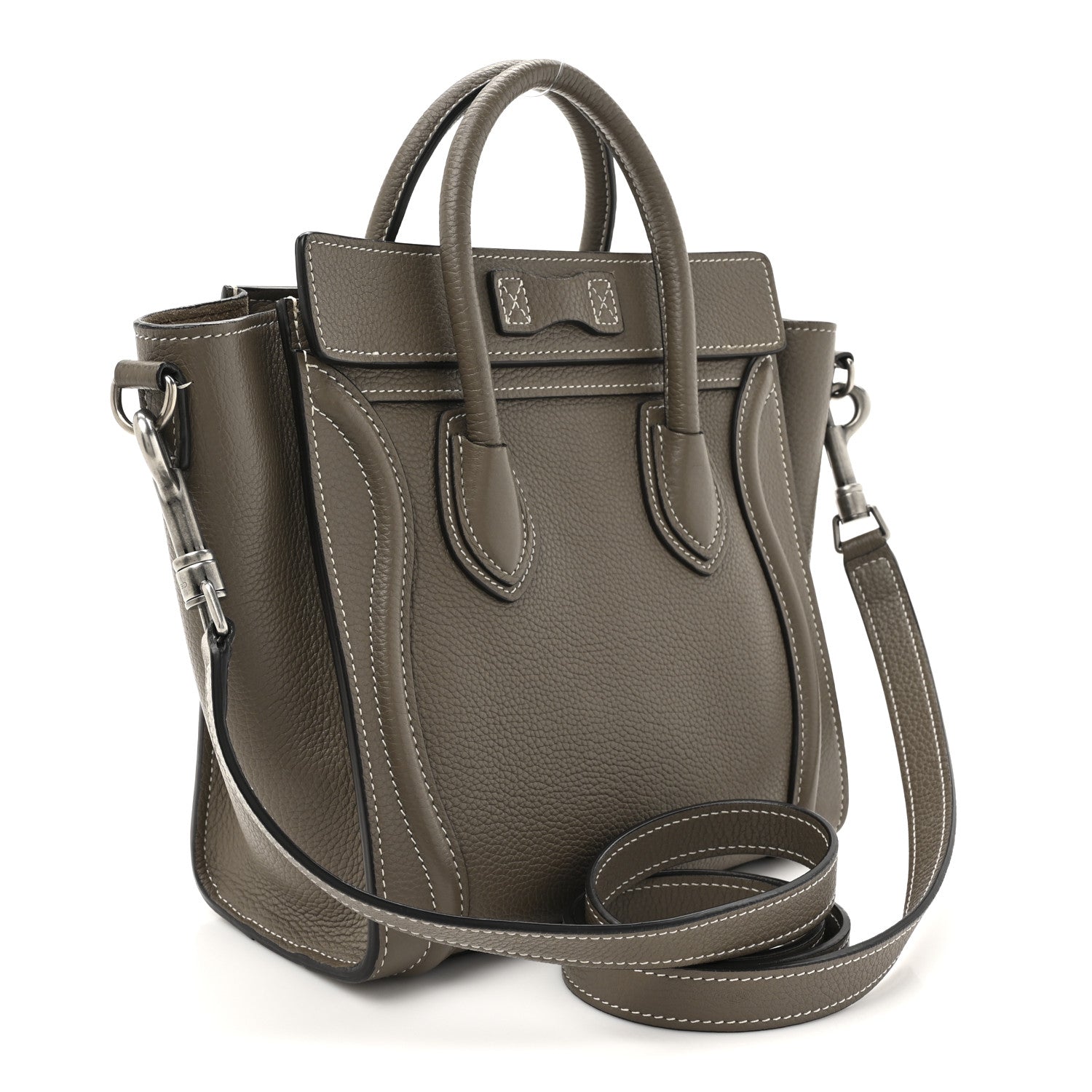 Celine Drummed Calfskin Nano Luggage Souris 3 of 15